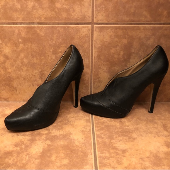 JENNIFER LOPEZ Black Leather Bootie Heel Platform - Picture 6 of 8